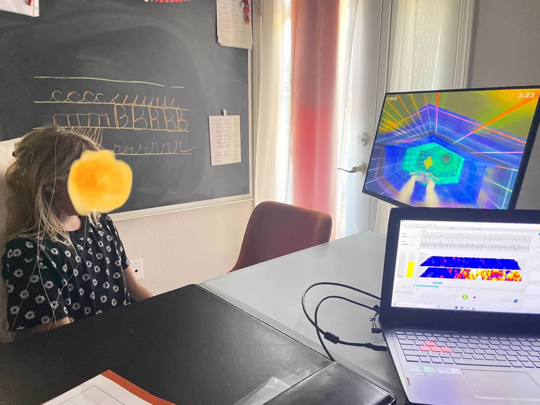 Child in neurofeedback session